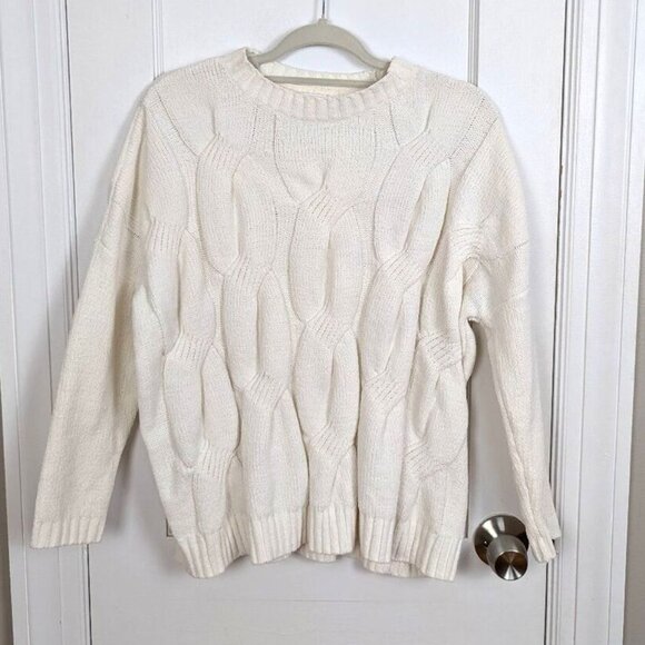 J. Jill | Cream Cable Knit Chenille Sweater Size Petite Small - Picture 1 of 7